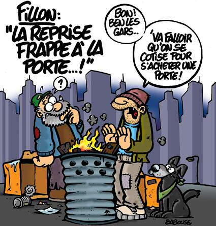 dessin fillon la reprise frappe a la porte Babouse