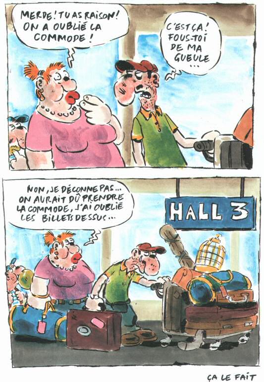bande dessinee bureau des supplices aeroport oublie billets sur commode