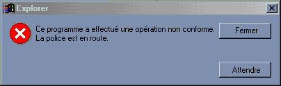 image boite de dialogue erreur windows operation non conforme police flique