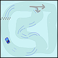 jeu flash les aventures de pépère à la neige dérapage dérapage glissade sur un circuit voiture