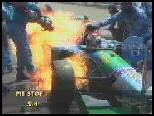 vidéo forumule1 équipe benetton monoplace prend feu